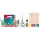 Gevulde etui SMILING PLANET (16 stuks): 1 etui + 1 puntenslijper + 1 gum + 1 SHAPE schaar 16 cm + 12 kleurpotloden